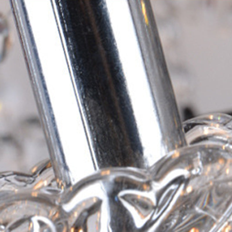 Traditional French Hardware Frame Crystal Glass Candelabra 12-Light Chandelier For Living Room