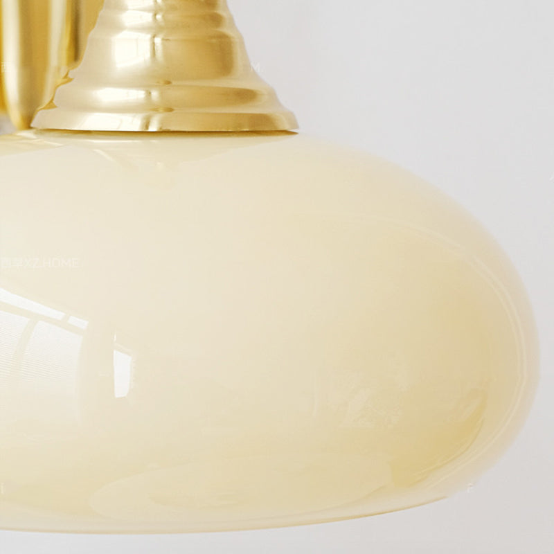 Traditional French Glass Round Shade Iron 1-Light Wall Sconce Lamp For Dining Room