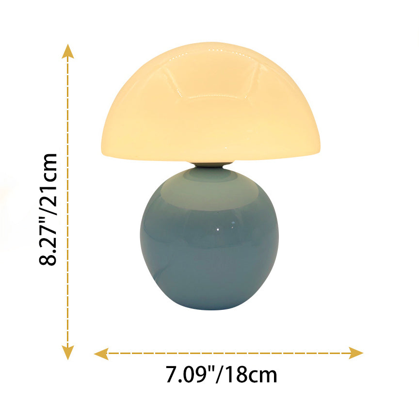 Contemporary Nordic Glass Ceramic Mushroom 1-Light Table Lamp For Study