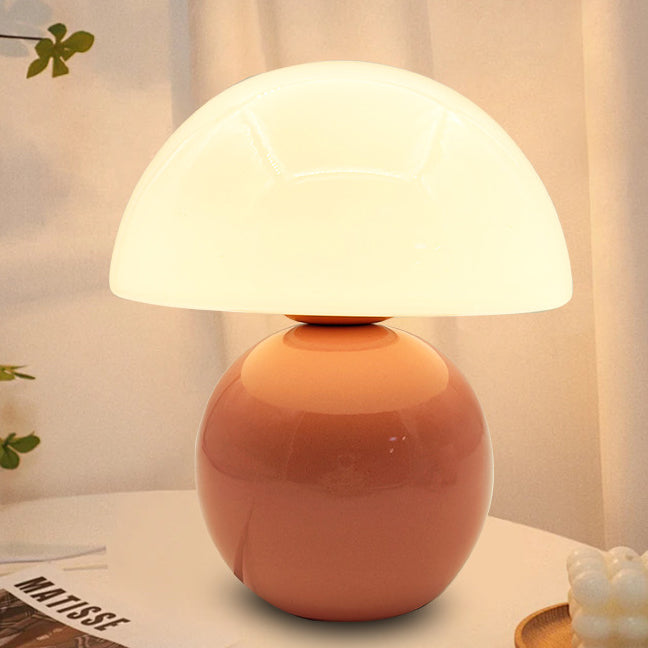 Contemporary Nordic Glass Ceramic Mushroom 1-Light Table Lamp For Study