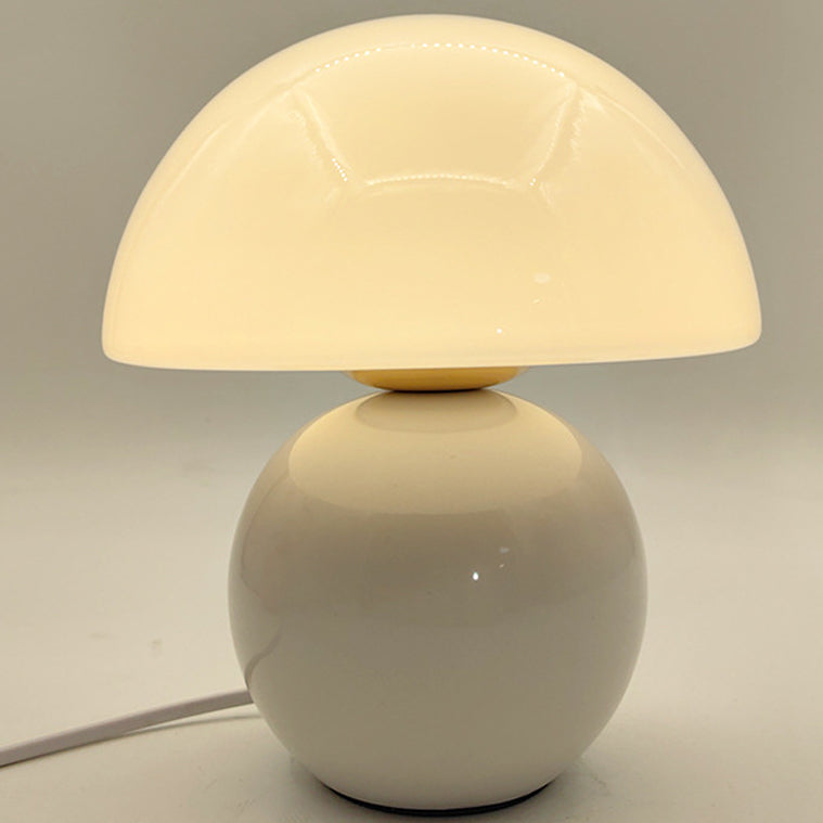 Contemporary Nordic Glass Ceramic Mushroom 1-Light Table Lamp For Study