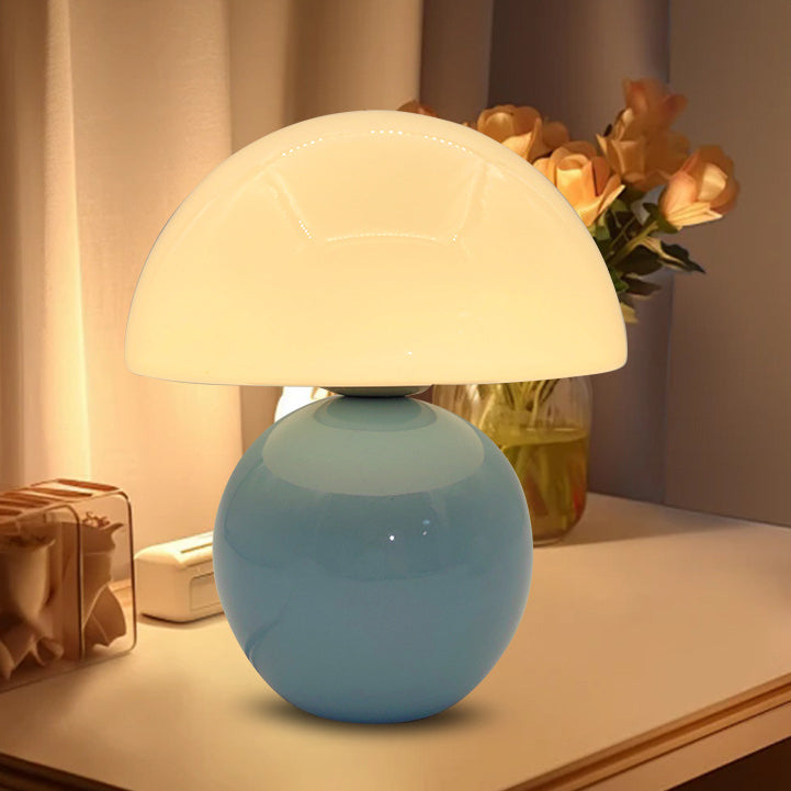 Contemporary Nordic Glass Ceramic Mushroom 1-Light Table Lamp For Study