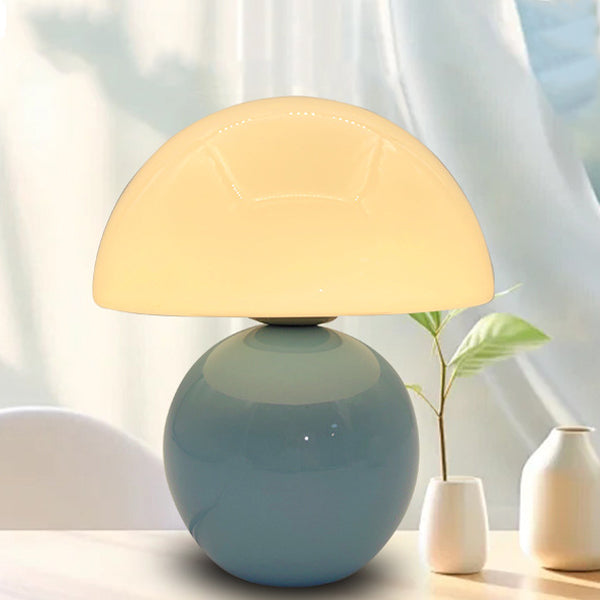 Contemporary Nordic Glass Ceramic Mushroom 1-Light Table Lamp For Study