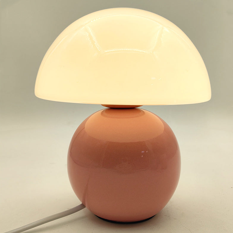 Contemporary Nordic Glass Ceramic Mushroom 1-Light Table Lamp For Study
