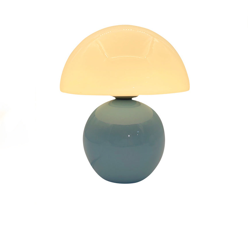 Contemporary Nordic Glass Ceramic Mushroom 1-Light Table Lamp For Study
