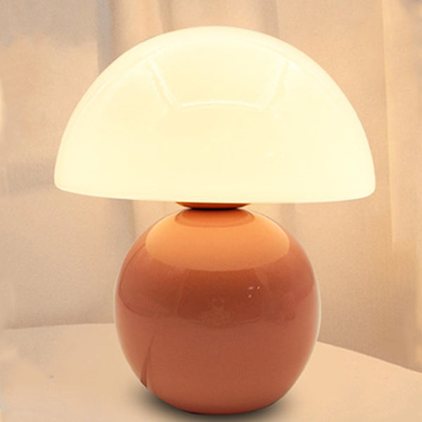 Contemporary Nordic Glass Ceramic Mushroom 1-Light Table Lamp For Study