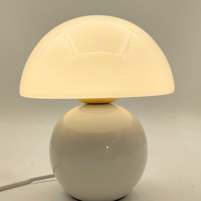 Contemporary Nordic Glass Ceramic Mushroom 1-Light Table Lamp For Study