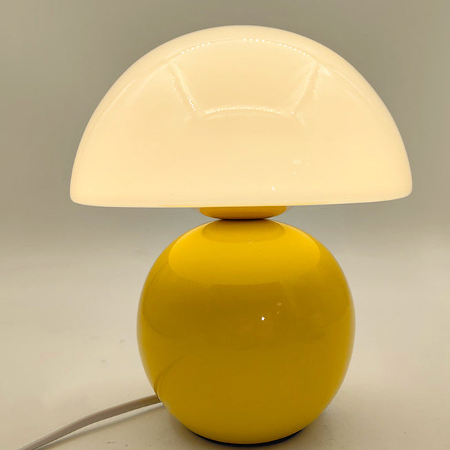 Contemporary Nordic Glass Ceramic Mushroom 1-Light Table Lamp For Study