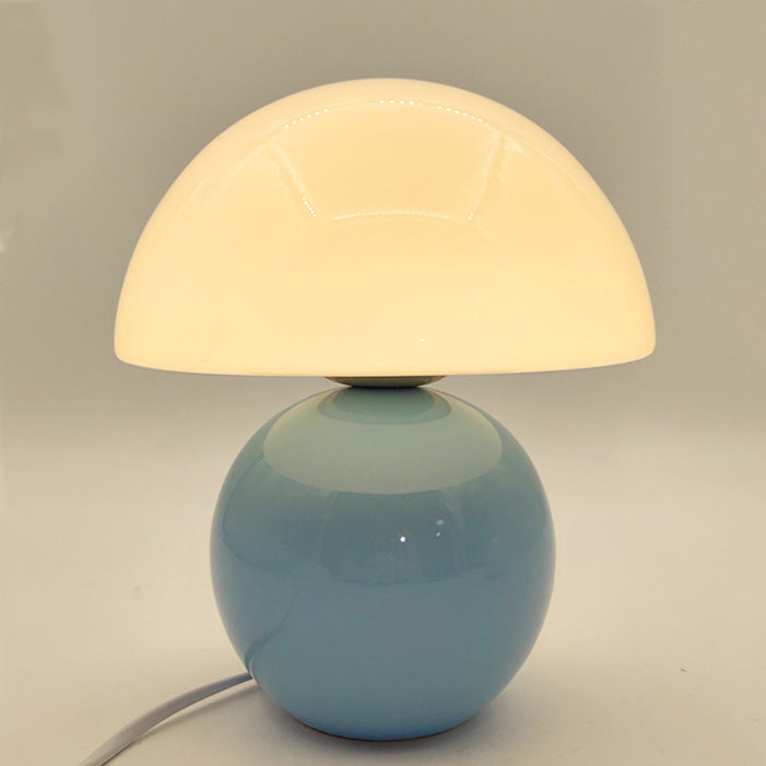 Contemporary Nordic Glass Ceramic Mushroom 1-Light Table Lamp For Study