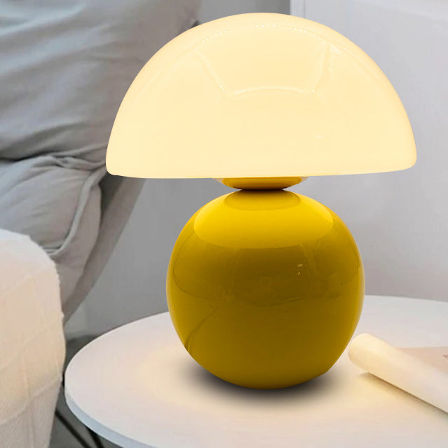 Contemporary Nordic Glass Ceramic Mushroom 1-Light Table Lamp For Study