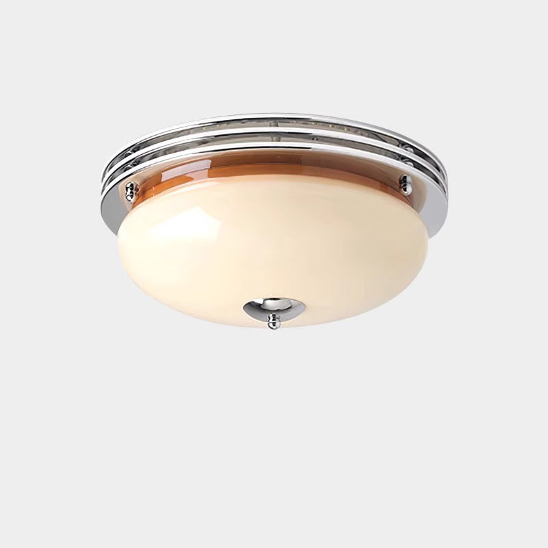 Contemporary Nordic Round Hardware Glass Shade LED Flush Mount Ceiling Light For Living Room