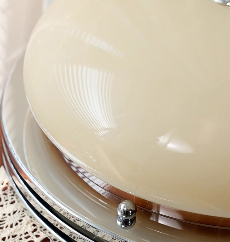 Contemporary Nordic Round Hardware Glass Shade LED Flush Mount Ceiling Light For Living Room