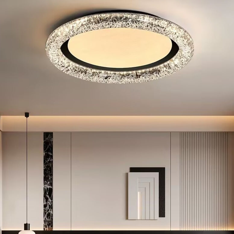 Contemporary Luxury Round Iron PMMA Cloud Mist Design LED Flush Mount Ceiling Light For Bedroom