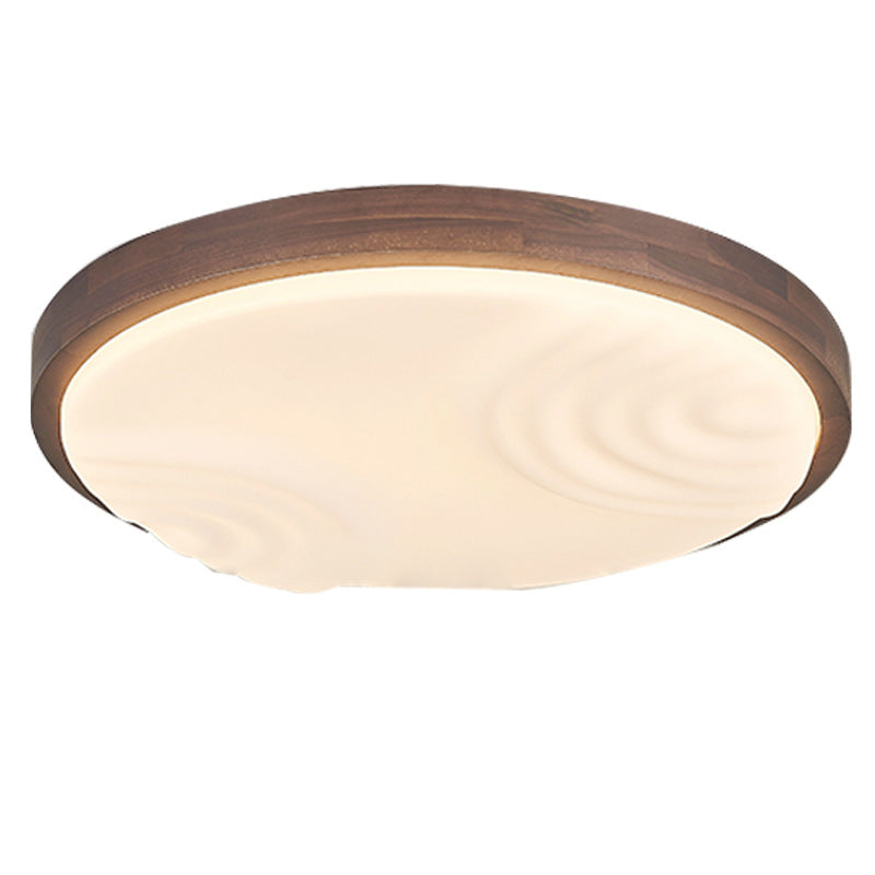 Contemporary Simplicity Walnut Wood Grain Acrylic Square LED Flush Mount Ceiling Light For Bedroom