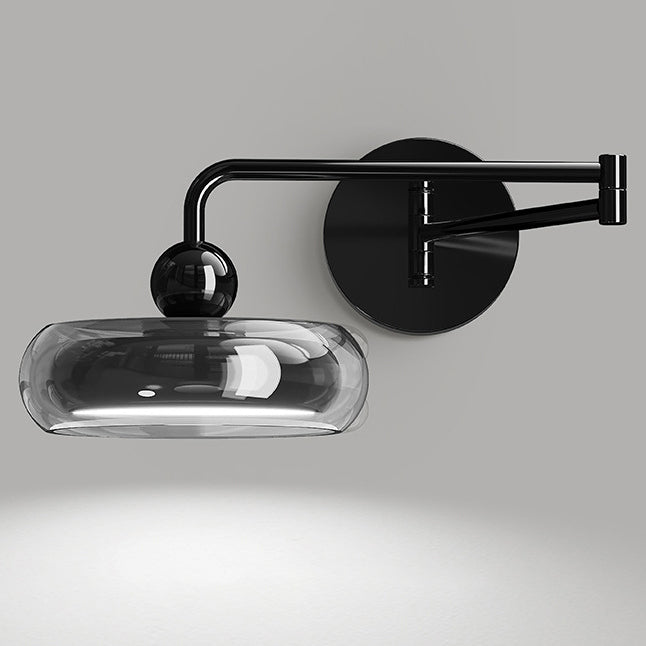 Contemporary Nordic Acrylic Glass Round Shade Displaceable Rocker Arm LED Wall Sconce Lamp For Bedroom