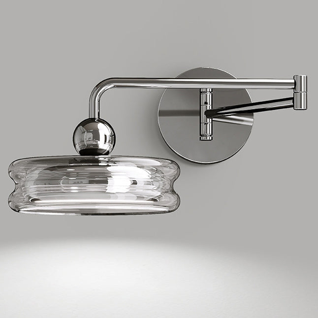 Contemporary Nordic Acrylic Glass Round Shade Displaceable Rocker Arm LED Wall Sconce Lamp For Bedroom