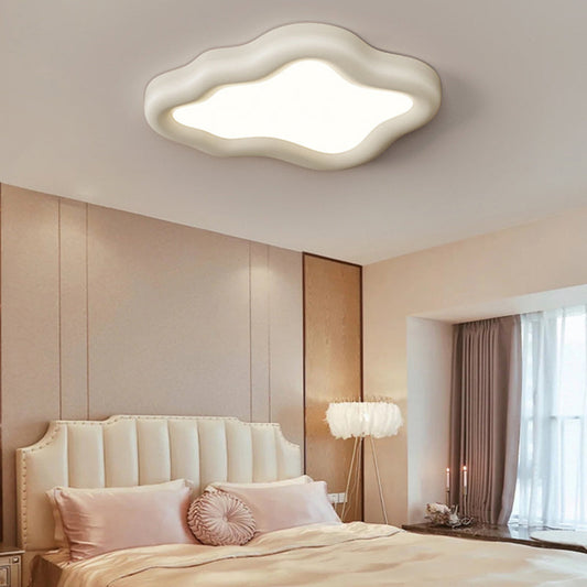 Contemporary Scandinavian Resin Acrylic Cloud Shade LED Flush Mount Ceiling Light For Bedroom