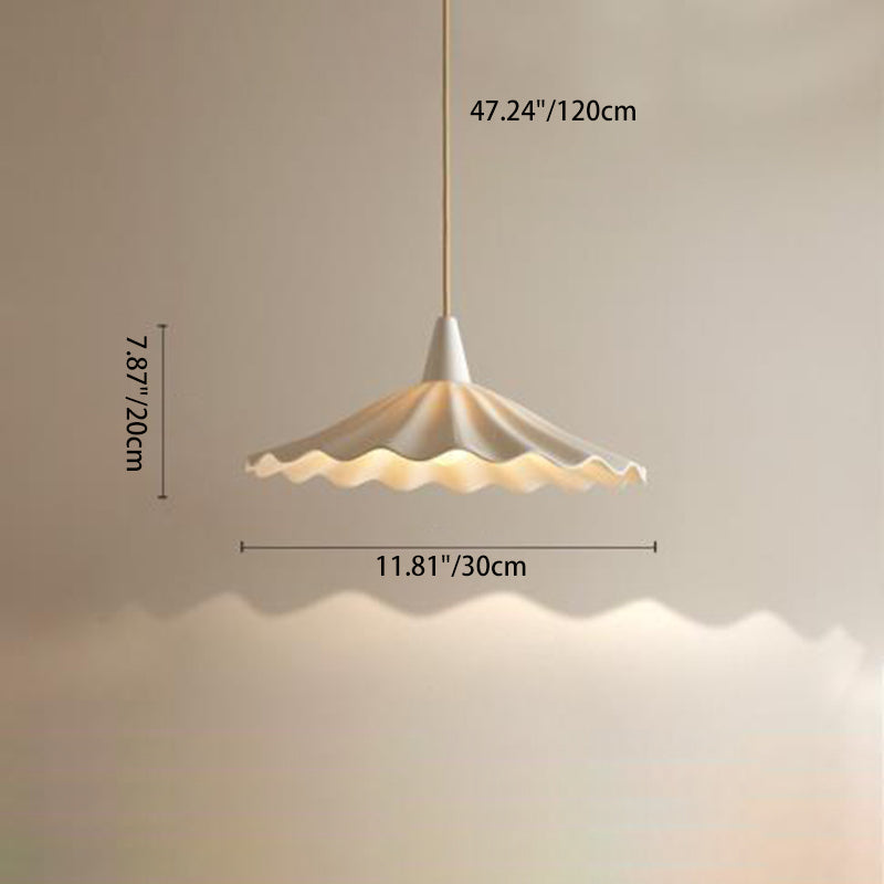 Traditional Vintage Ceramic Lotus Leaf Shade 1-Light Pendant Light For Living Room