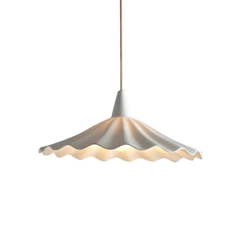 Traditional Vintage Ceramic Lotus Leaf Shade 1-Light Pendant Light For Living Room