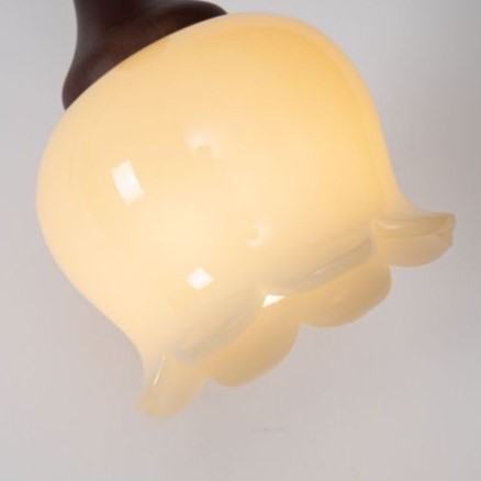 Traditional French Iron Wood Flower Shade 1-Light Pendant Light For Living Room