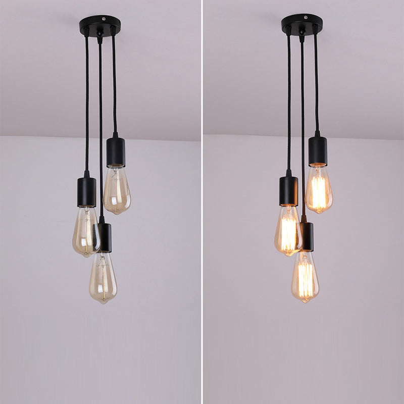 Traditional Vintage Iron Round 3-Light Chandelier For Living Room