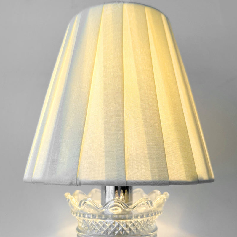 Traditional French Fabric Round Shade Stainless Steel Crystal 1-Light Wall Sconce Lamp For Living Room
