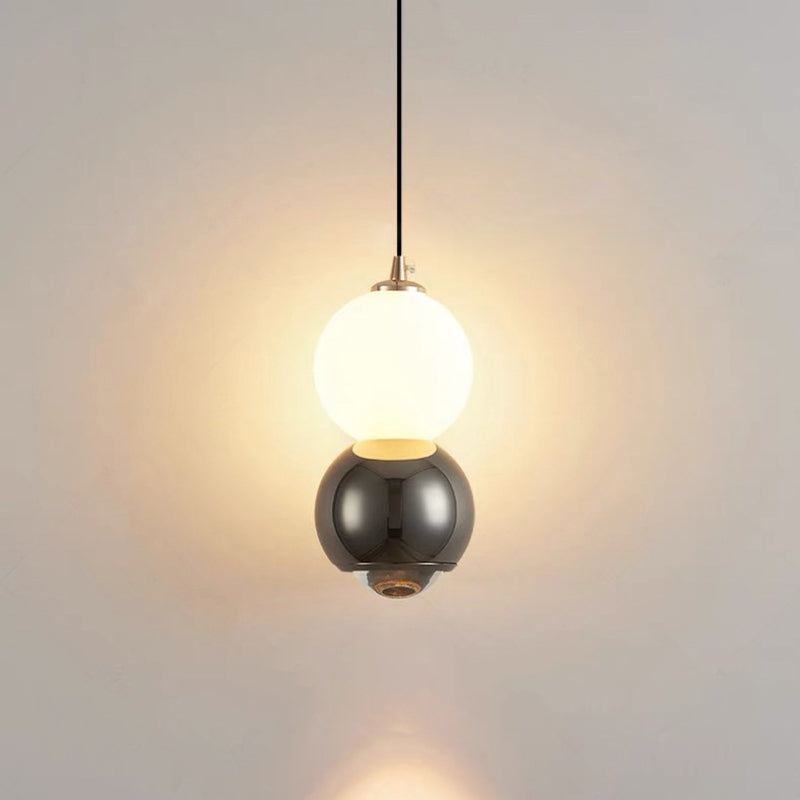 Contemporary Scandinavian Aluminum Spherical Acrylic LED Pendant Light For Living Room