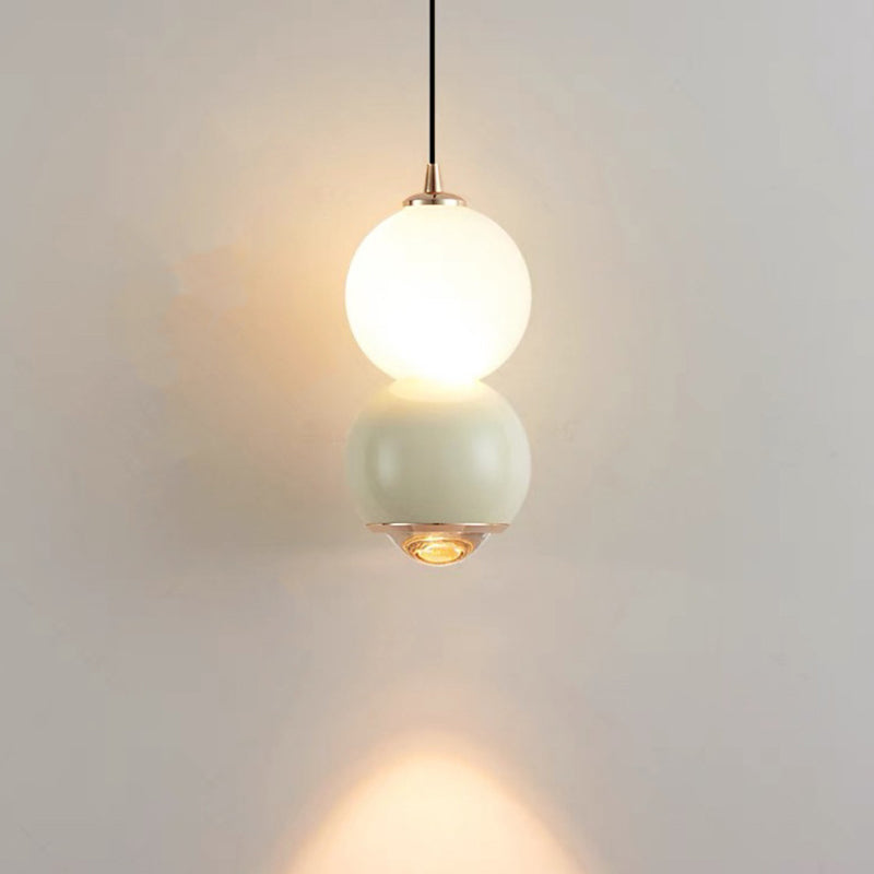 Contemporary Scandinavian Aluminum Spherical Acrylic LED Pendant Light For Living Room
