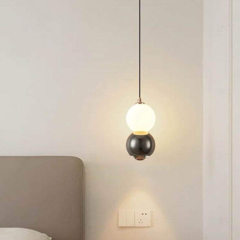 Contemporary Scandinavian Aluminum Spherical Acrylic LED Pendant Light For Living Room