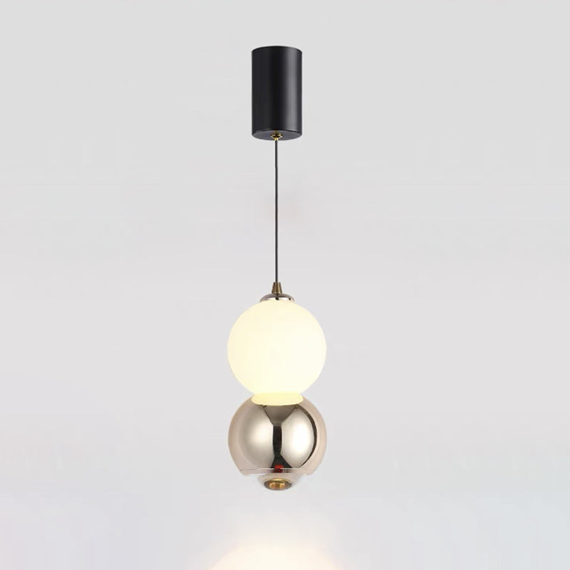Contemporary Scandinavian Aluminum Spherical Acrylic LED Pendant Light For Living Room