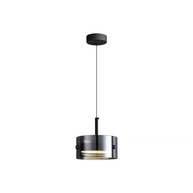 Contemporary Scandinavian Cylinder Glass Iron LED Pendant Light For Living Room