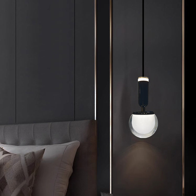Contemporary Nordic Spherical Acrylic Aluminum LED Liftable Pendant Light For Living Room