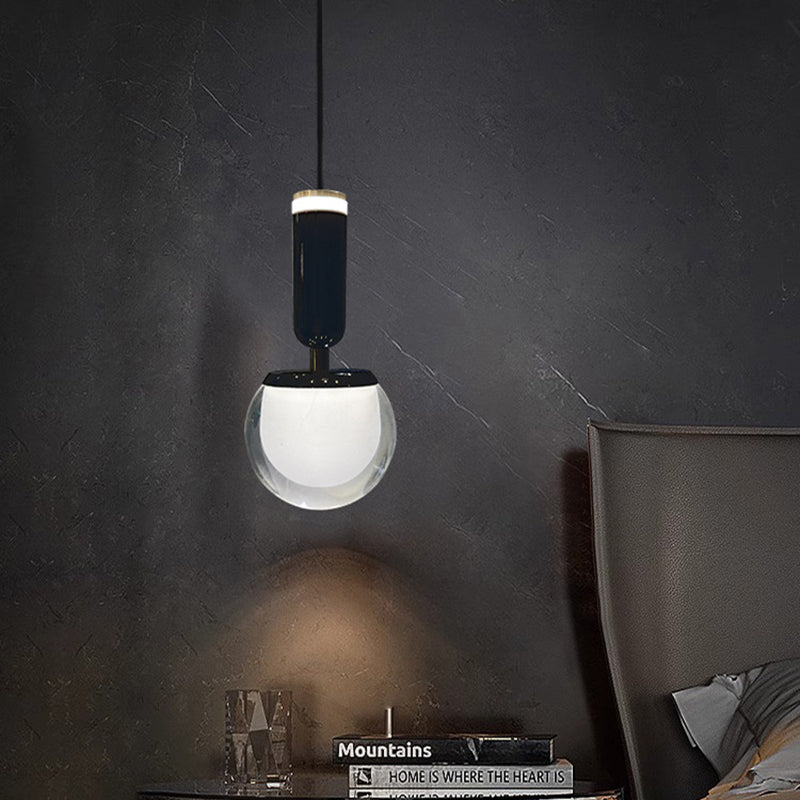 Contemporary Nordic Spherical Acrylic Aluminum LED Liftable Pendant Light For Living Room