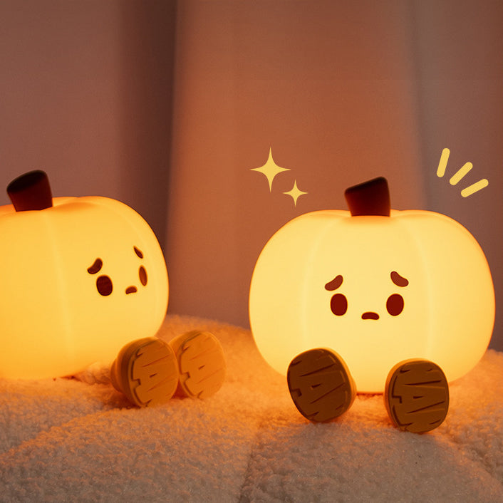 Contemporary Creative Pumpkin Silicone Shade LED Night Light Table Lamp For Bedroom