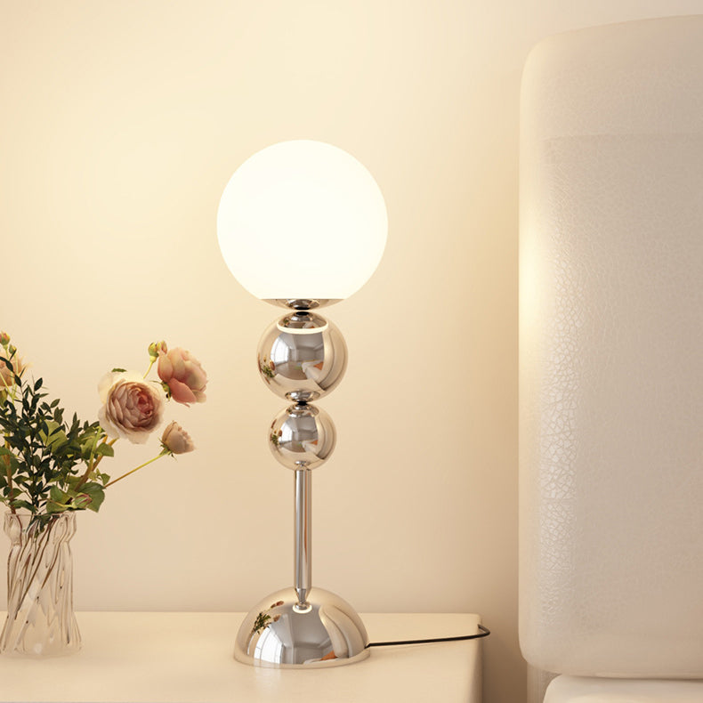Contemporary Nordic Iron PE Round Ball Shade 1-Light Table Lamp For Bedroom
