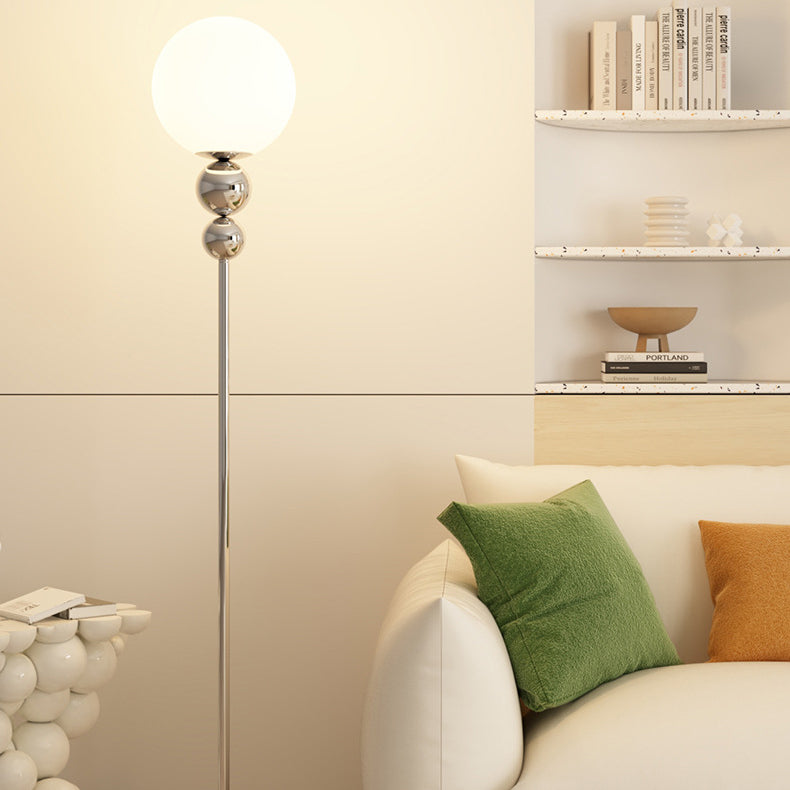 Contemporary Nordic Iron PE Round Ball Shade 1-Light Standing Floor Lamp For Bedroom