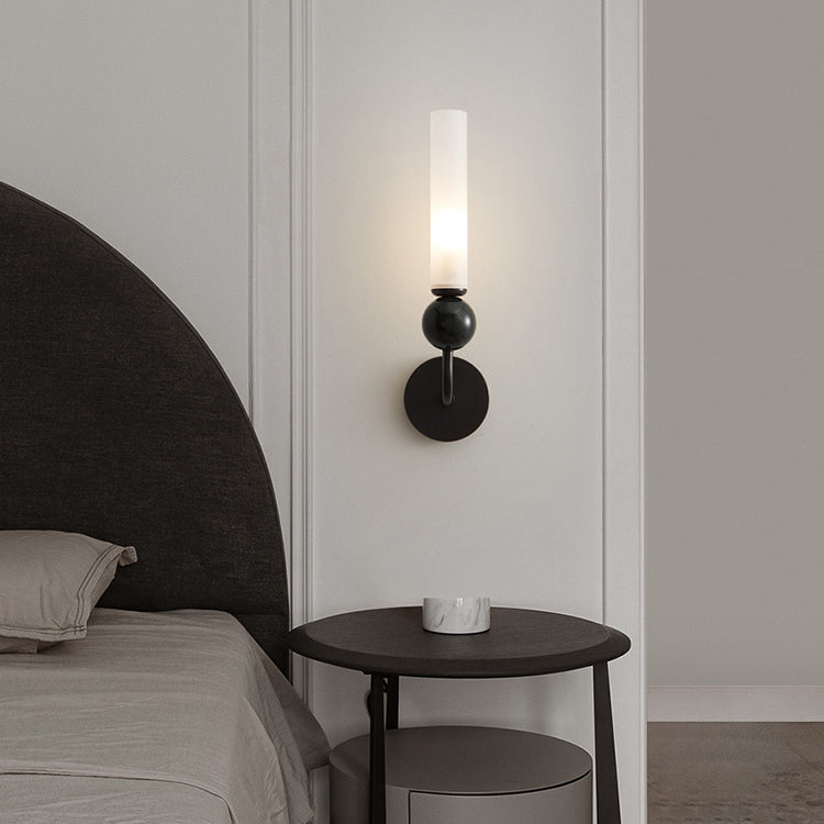 Contemporary Simplicity Copper Marble Ball Acrylic Cylinder Shade 1-Light Wall Sconce Lamp For Bedroom