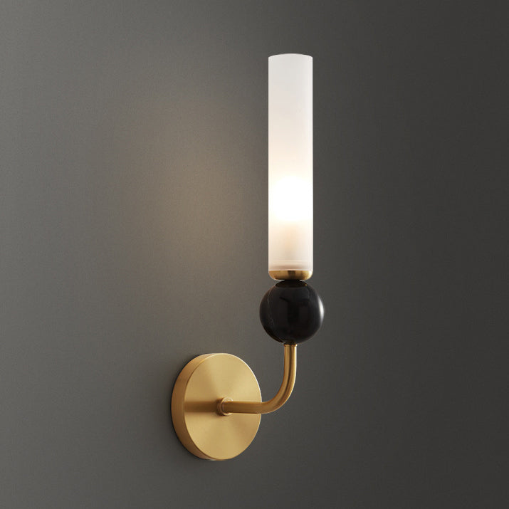 Contemporary Simplicity Copper Marble Ball Acrylic Cylinder Shade 1-Light Wall Sconce Lamp For Bedroom