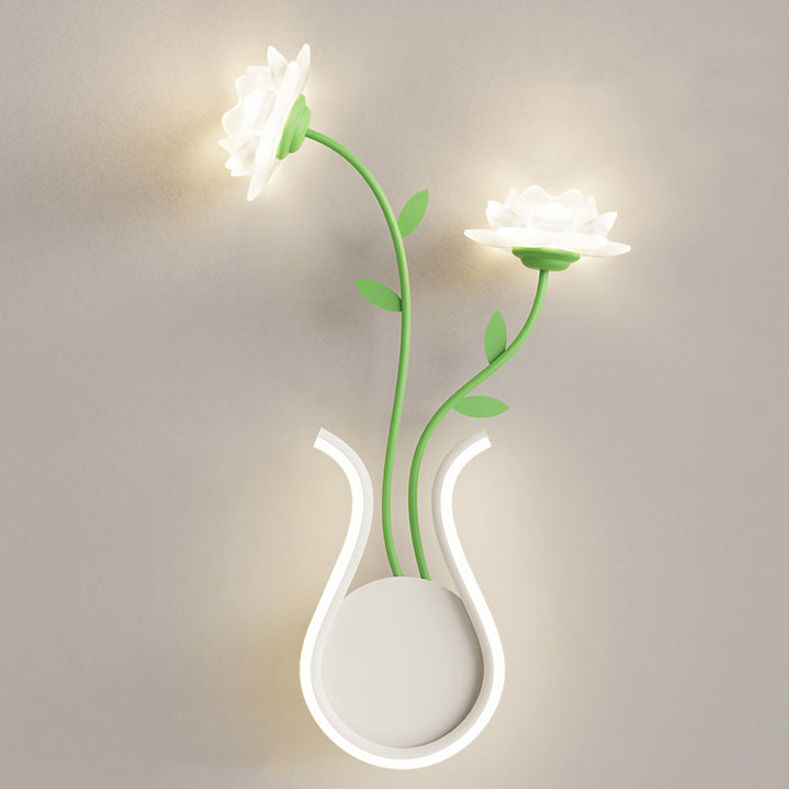 مصباح حائط LED بتصميم زهرة الورد الحديدي الحديث لغرفة النوم