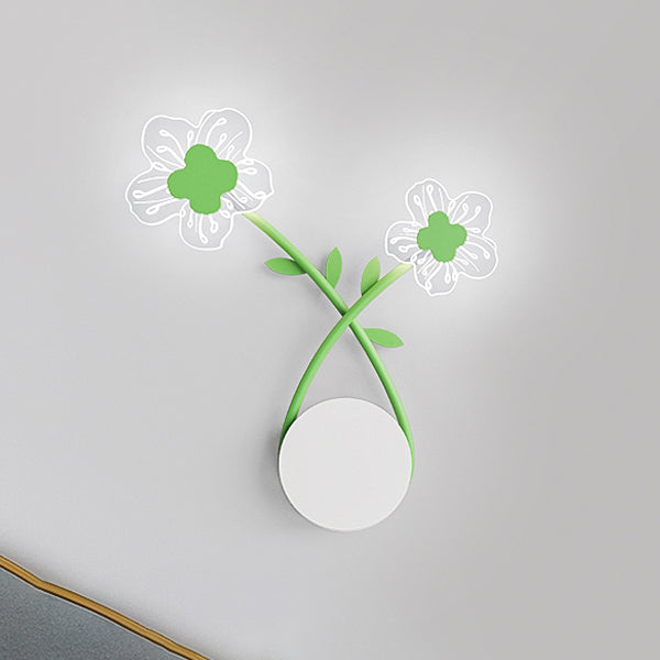 مصباح حائط LED بتصميم زهرة الورد الحديدي الحديث لغرفة النوم
