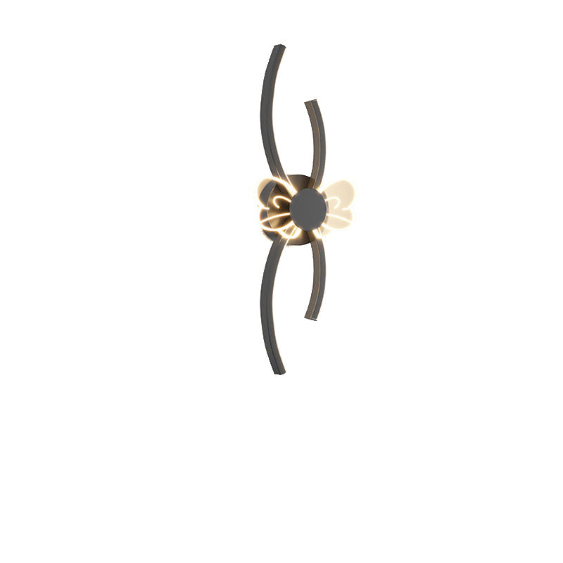 Modern Art Deco Iron Acrylic Flower Shade LED Wall Sconce Lamp For Bedroom