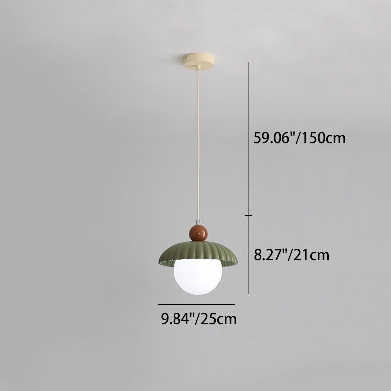 Contemporary Scandinavian Iron Flower Bud Glass Ball Shade 1-Light Pendant Light For Living Room