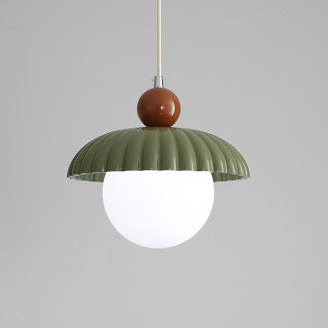 Contemporary Scandinavian Iron Flower Bud Glass Ball Shade 1-Light Pendant Light For Living Room