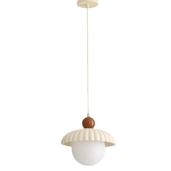 Contemporary Scandinavian Iron Flower Bud Glass Ball Shade 1-Light Pendant Light For Living Room