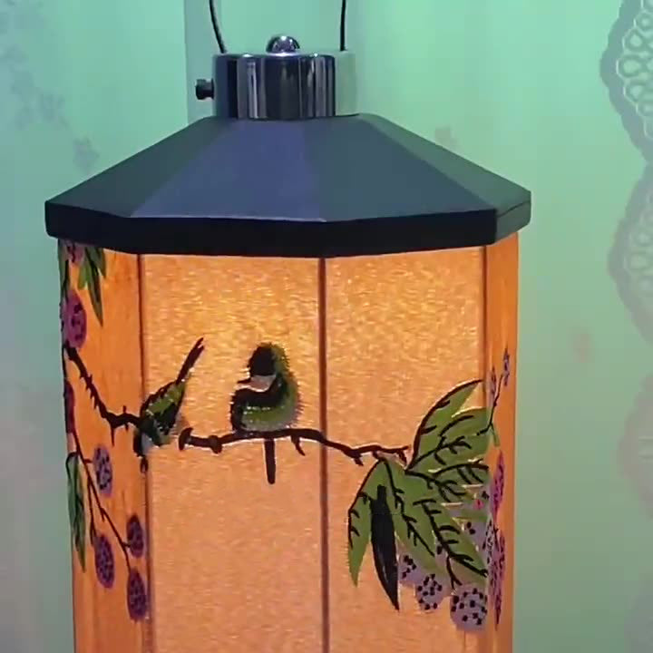 Traditional Chinese Embroidered Fabric Birdcage Shade Hardware USB Rechargeable LED Table Lamp For Living Room