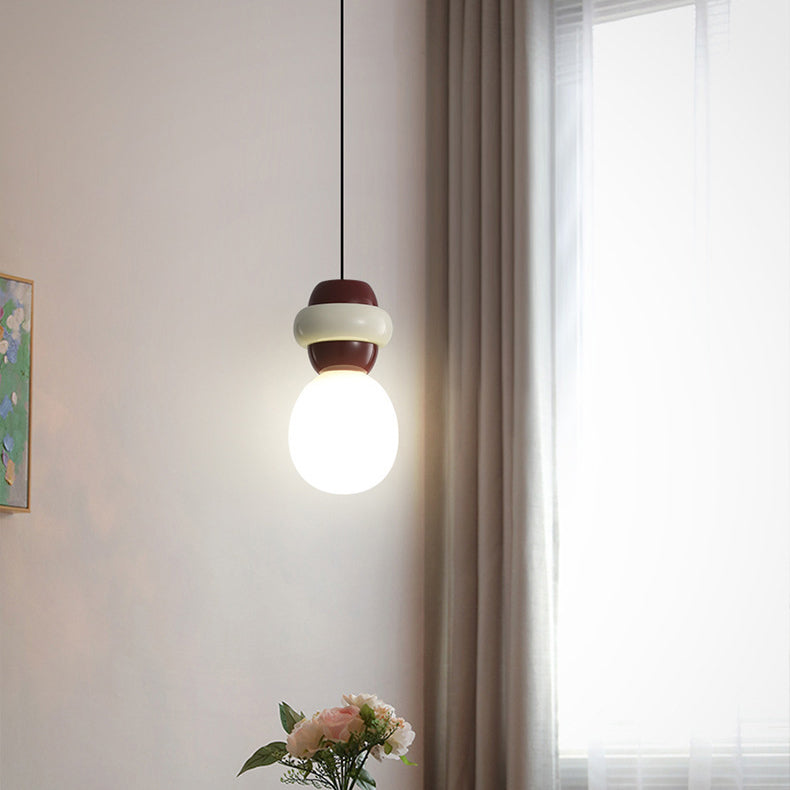 Contemporary Scandinavian Spherical Resin Glass 1-Light Pendant Light For Living Room