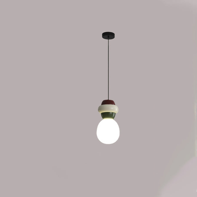 Contemporary Scandinavian Spherical Resin Glass 1-Light Pendant Light For Living Room