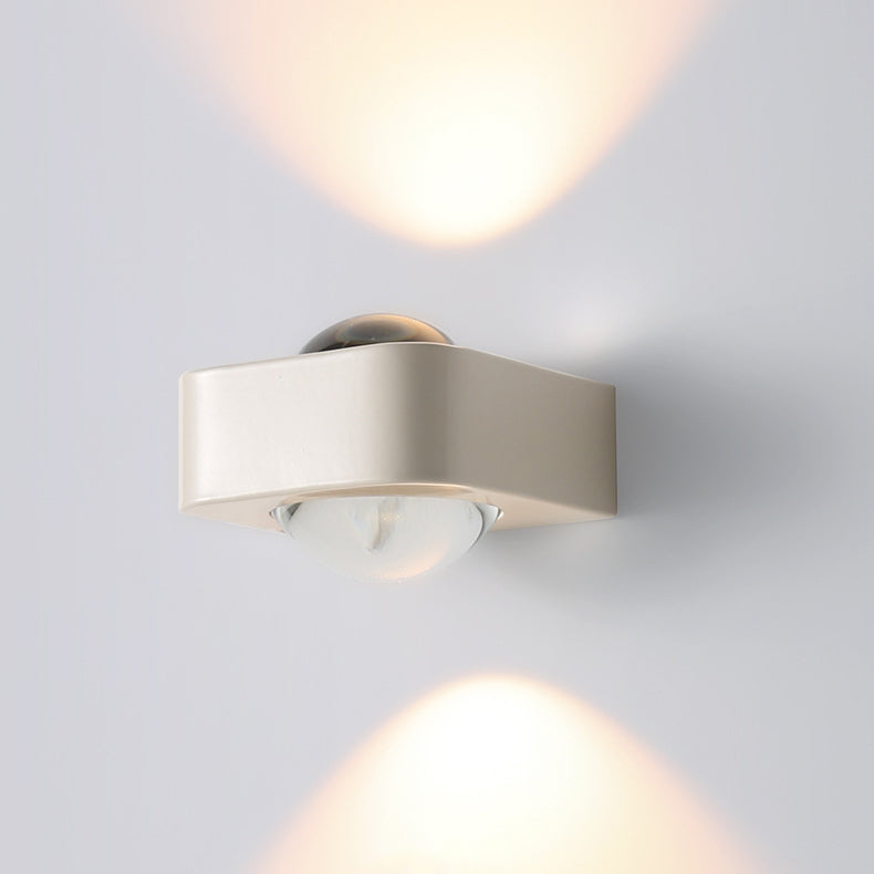 Modern Minimalist Rounded Corner Square Iron LED Up And Down Illuminated Wall Sconce Lamp For Living Room