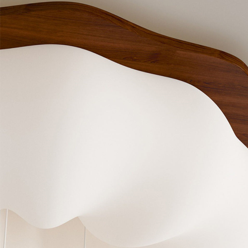 Contemporary Scandinavian Solid Wood PE Cloud Shade LED Flush Mount Ceiling Light For Bedroom