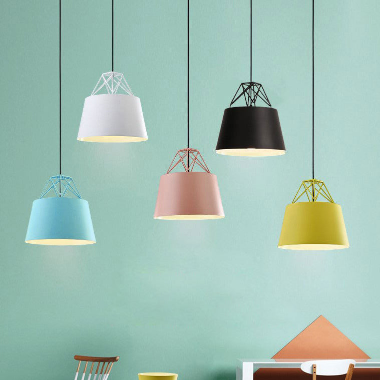 Contemporary Nordic Geometry Diamond Aluminum 1-Light Pendant Light For Living Room